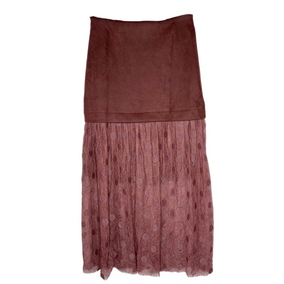 Listicle Layered Denim and Lace Skirt - Picture 3 of 6